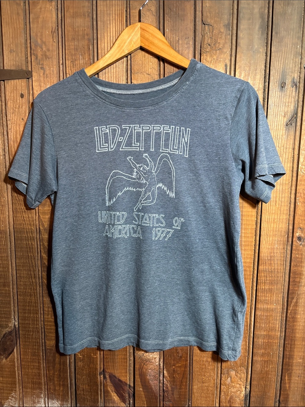 Led Zeppelin 1977 Graphic Tee in Heather Slate